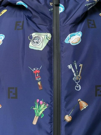 Shop Fendi Printed Zipped Jacket