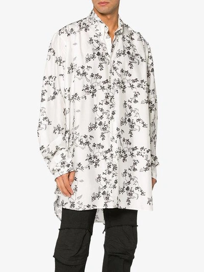 Shop Ann Demeulemeester Oversized Floral Shirt In White