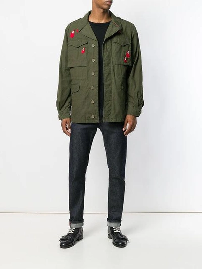 Gucci Patch Coated Cotton Canvas Field Jacket In Army Green | ModeSens