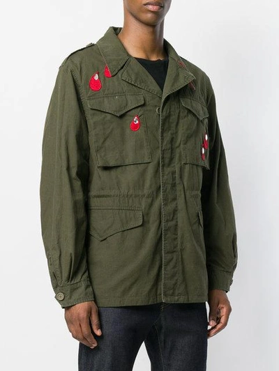 Patch Coated Canvas Field Jacket In Army Green | ModeSens
