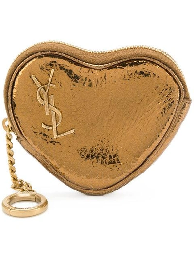 Shop Saint Laurent Heart Coin Pouch - Metallic