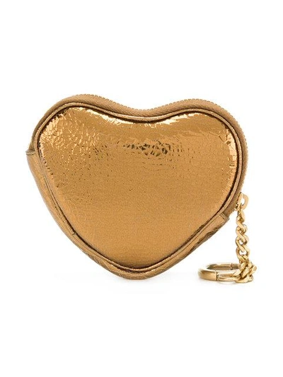 Shop Saint Laurent Heart Coin Pouch - Metallic