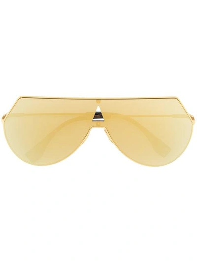Shop Fendi Flat Aviator Sunglasses In Metallic
