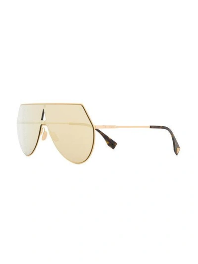 Shop Fendi Flat Aviator Sunglasses In Metallic