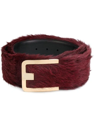 Shop Prada Fox Fur Belt - Red