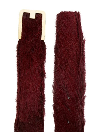 Shop Prada Fox Fur Belt - Red