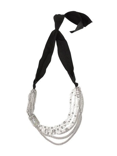 Shop Lanvin Embellished Chain Necklace - Metallic