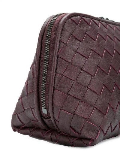 Shop Bottega Veneta Dark Barolo Intrecciato Nappa Medium Cosmetic Case - Red