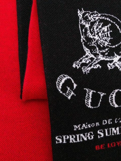 Shop Gucci Embroidered Logo Scarf - Black