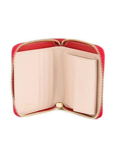 Shop Ferragamo Textured Gancio Wallet In Red