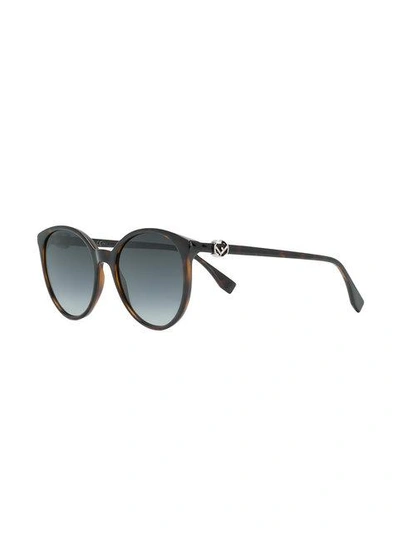 Shop Fendi Gradient Round Sunglasses In Brown