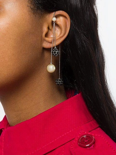 Shop Marc Jacobs Crystal Pearl Delicate Earring In Metallic