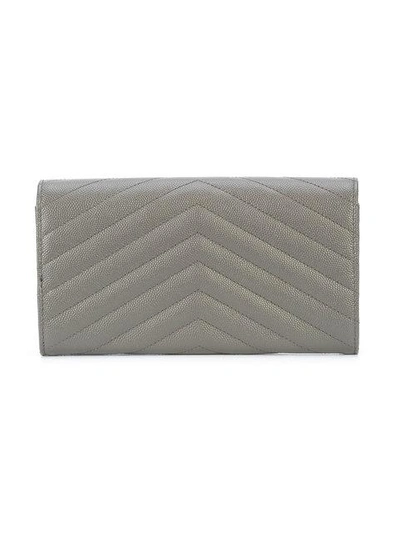 Shop Saint Laurent Monogram Flap Wallet In Grey