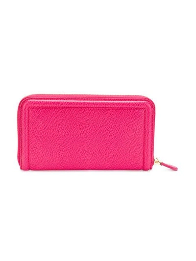 Shop Ferragamo Zip Around Bow Wallet In Pink