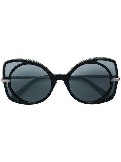 Shop Bottega Veneta Oversized Butterfly-frame Sunglasses In Black