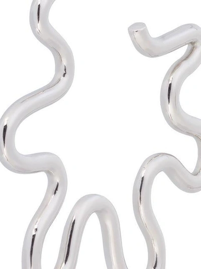 Shop Sabine Getty 18k White Gold Wave Hoop Earrings - Metallic