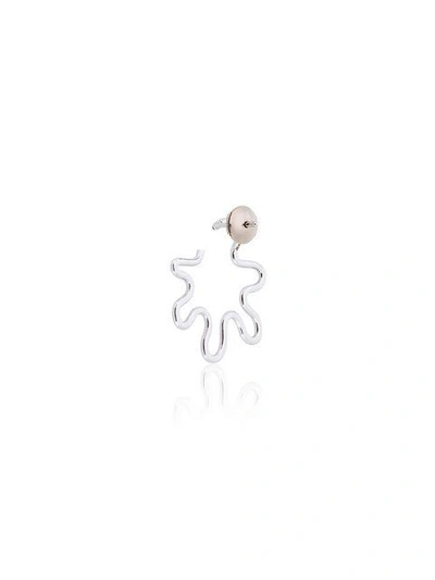 Shop Sabine Getty 18k White Gold Wave Hoop Earrings - Metallic