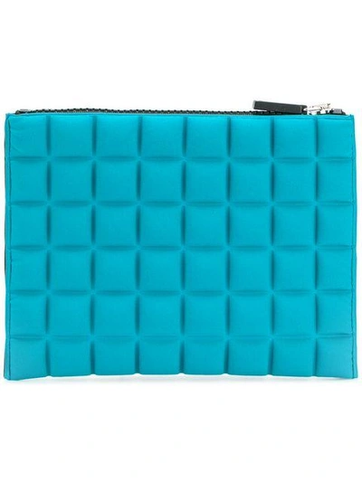 Shop No Ka'oi Medium Grid Textured Pouch In Blue