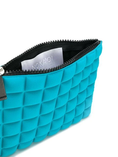 Shop No Ka'oi Medium Grid Textured Pouch In Blue