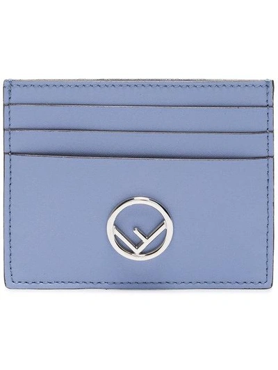 Shop Fendi Blue Leather Cardholder With Silver Logo