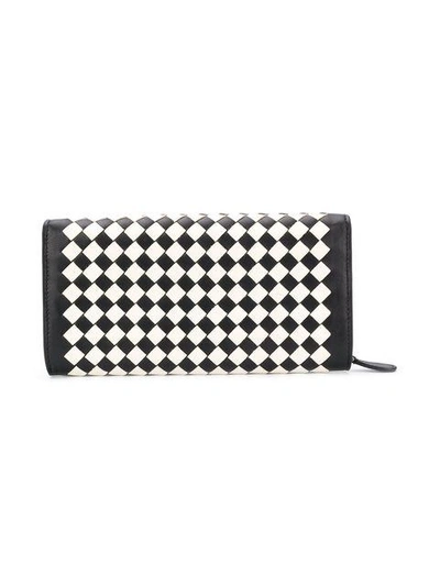 Shop Bottega Veneta Nero Latte Intrecciato Palio Continental Wallet - Black