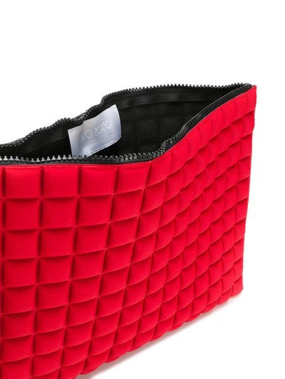 Shop No Ka'oi Extra Large Grid Textured Pouch In Red