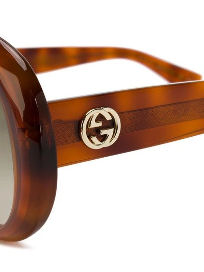 Shop Gucci Eyewear Oversized Round Sunglasses - Brown