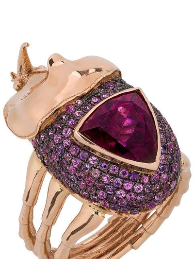 Shop Daniela Villegas Medium Rhino Beetle Ring In Pink