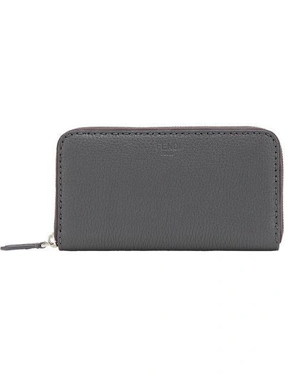 Shop Fendi Zip Around Wallet - Grey