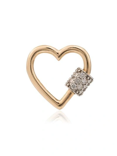 Shop Marla Aaron 14k Rose Gold And Diamond Baby Heartlock In Metallic