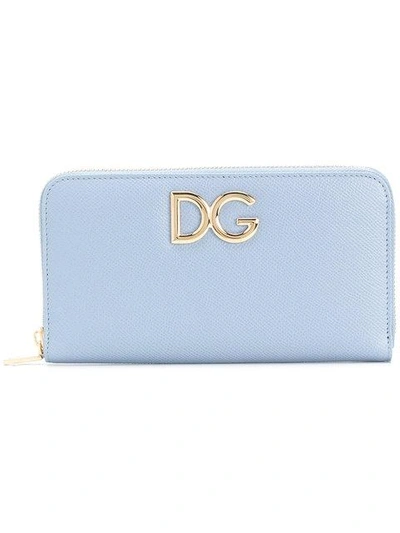 Shop Dolce & Gabbana Logo Zip-around Wallet In Blue