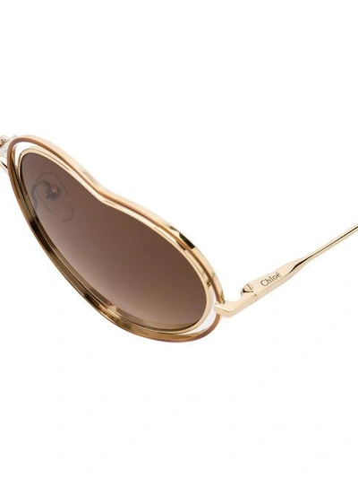 Shop Chloé Poppy Heart-frame Sunglasses In Brown