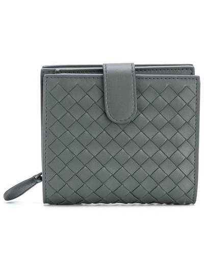 Shop Bottega Veneta Light Gray Intrecciato Nappa Mini Wallet In Grey