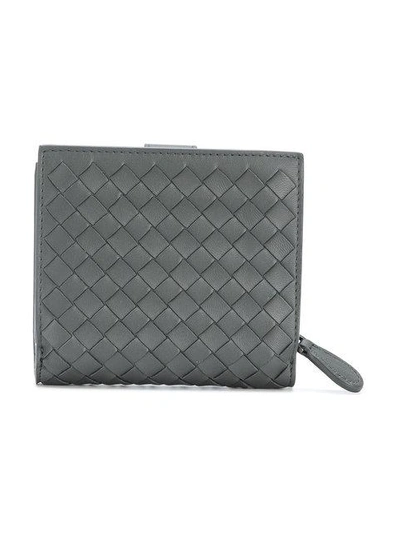 Shop Bottega Veneta Light Gray Intrecciato Nappa Mini Wallet In Grey