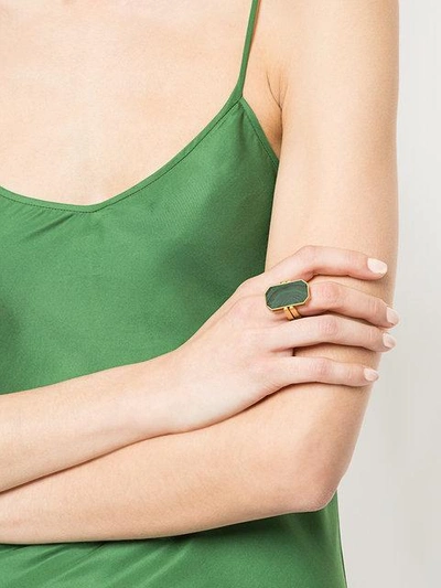 Shop Julia Davidian Double-sided Octagon Ring In Green