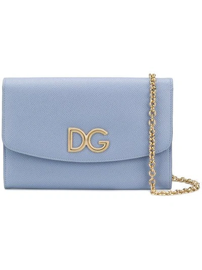 Shop Dolce & Gabbana Logo Chain Wallet In Blue