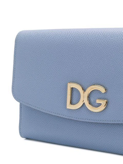 Shop Dolce & Gabbana Logo Chain Wallet In Blue
