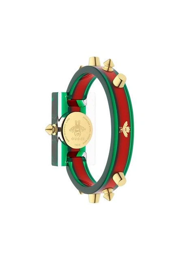 Shop Gucci Vintage Web 24x40mm Watch In Green