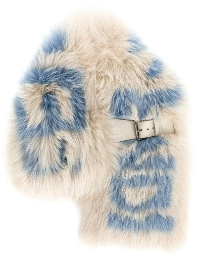 Shop Fendi Fox Fur Logo Collar - Multicolour