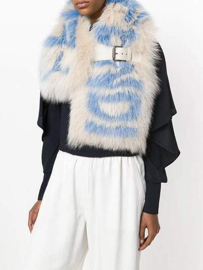 Shop Fendi Fox Fur Logo Collar - Multicolour