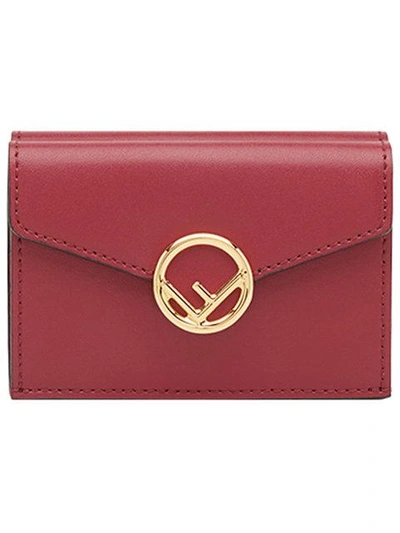 Shop Fendi Foldover Logo Wallet - Red