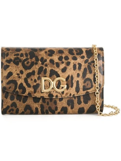 Shop Dolce & Gabbana Leopard Printed Purse In Multicolour