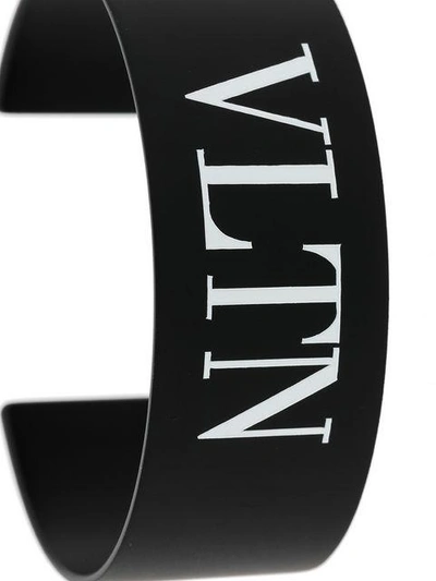 Shop Valentino Vltn Cuff Bracelet In Black