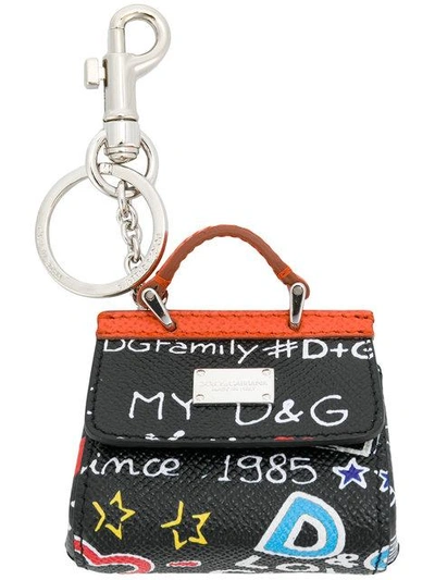 Shop Dolce & Gabbana Bag Motif Keychain In Black