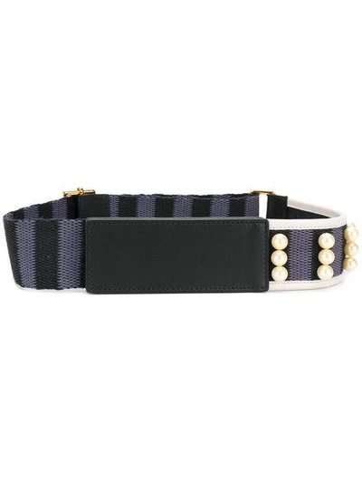 Shop Marni Peal Embellished Webbed Belt In Black