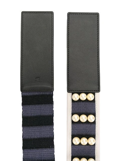 Shop Marni Peal Embellished Webbed Belt In Black