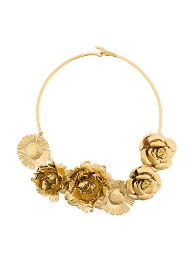 Shop Aurelie Bidermann Selena Statement Flower Necklace In Metallic