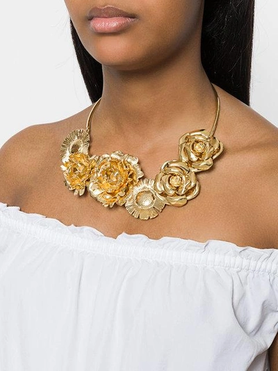 Shop Aurelie Bidermann Selena Statement Flower Necklace In Metallic