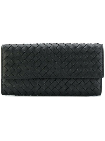 Shop Bottega Veneta Nero Intrecciato Nappa Continental Wallet - Black