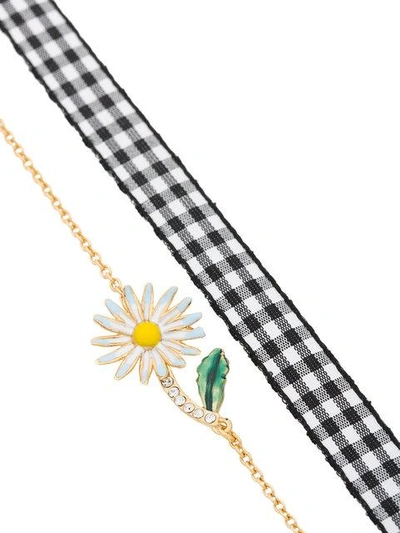 Daisy charm gingham bracelet